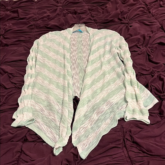 Goldfinch boutique Striped Open-Front  waterfall rayon Cardigan Sweater - Picture 3 of 6